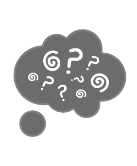 Illustration of thought bubble filled with question marks