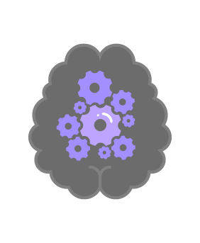 Illustration of brain with cogs inside