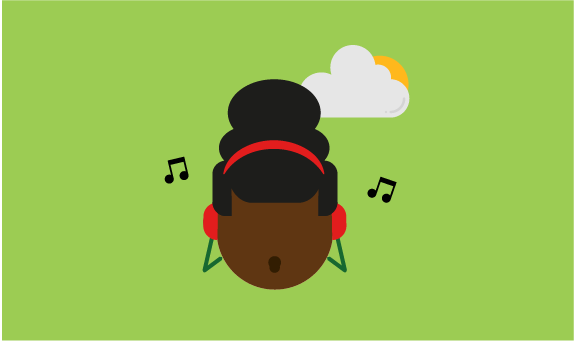 Illustration of young person calm listening to music