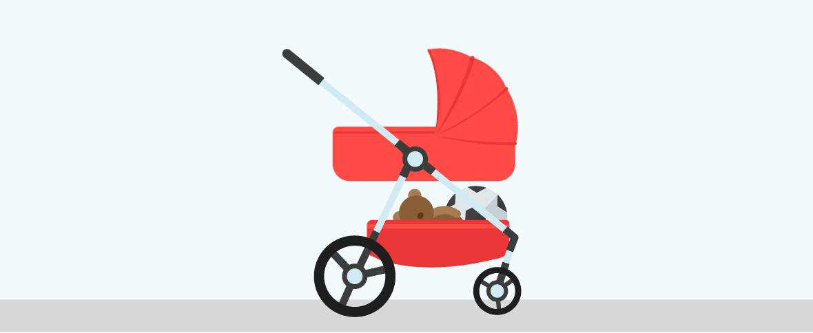 Illustration of a red pram