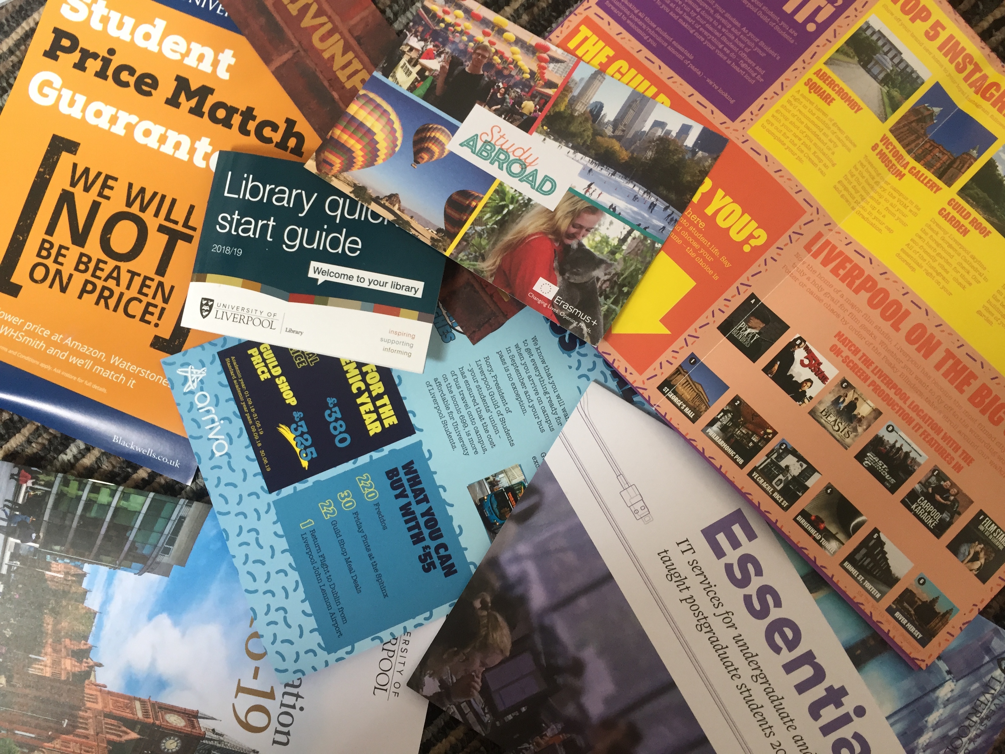 University brochures and leaflets