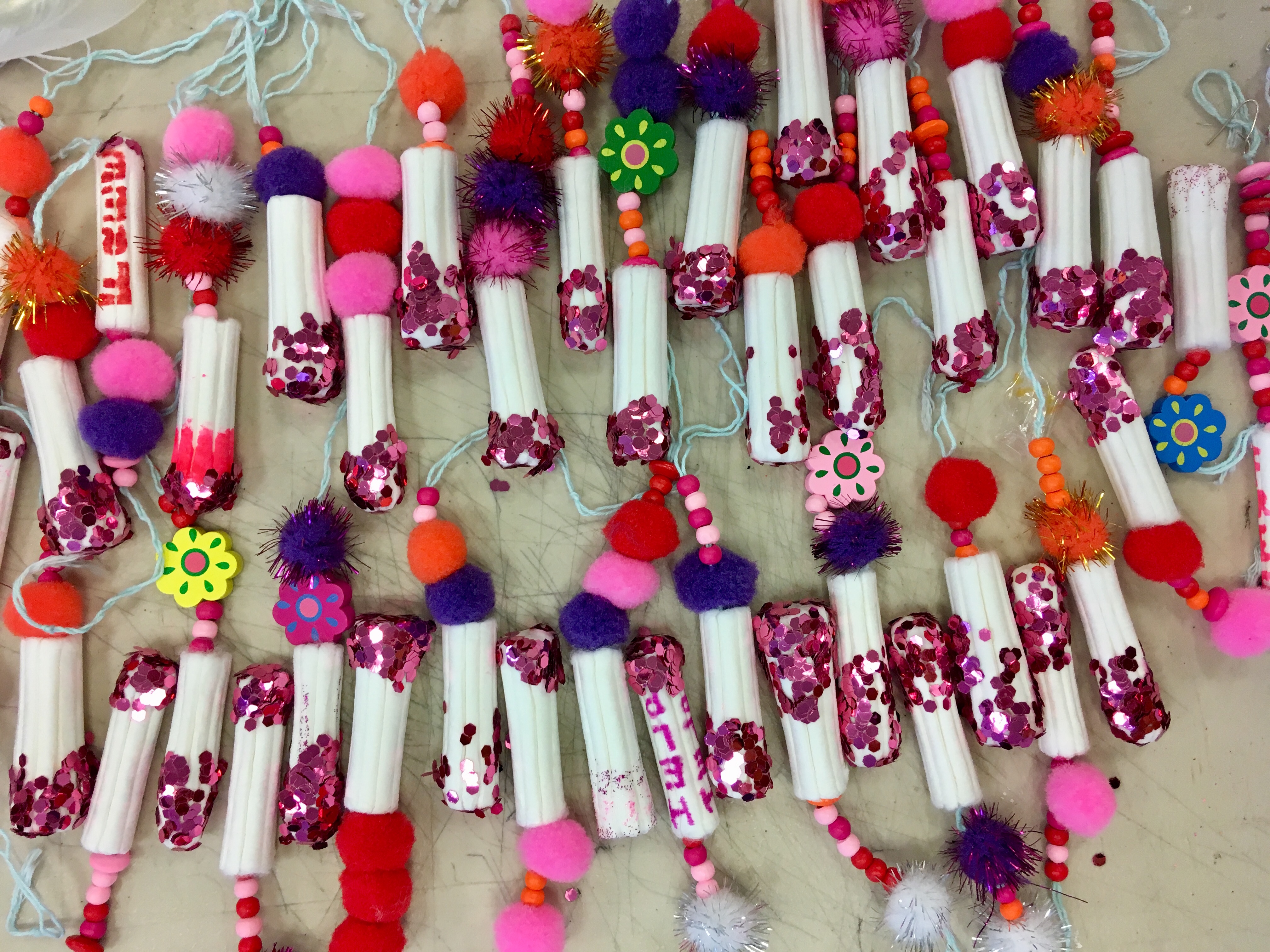 Decorated tampons to help display period poverty