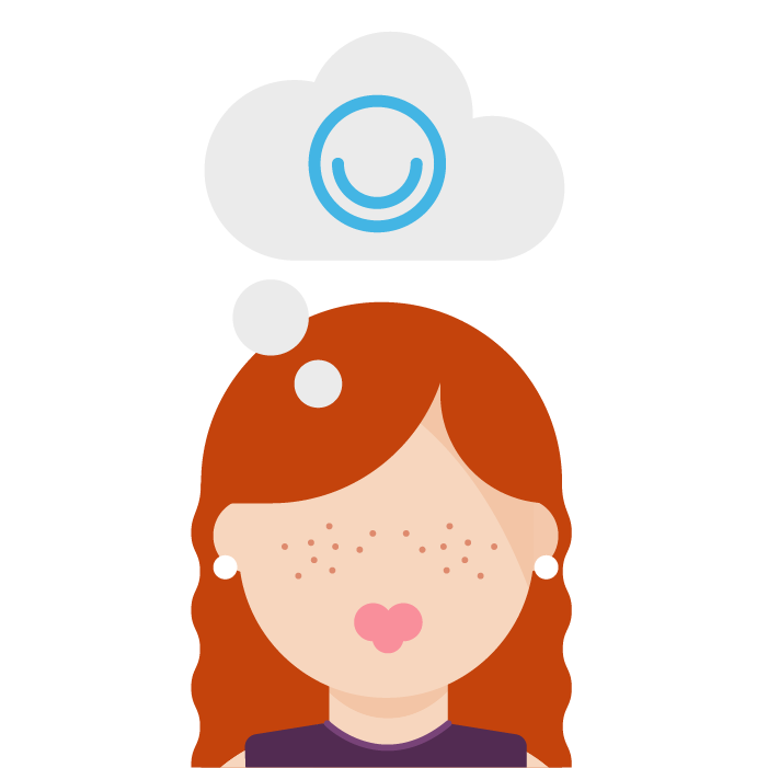 girl with speech bubble with smily face